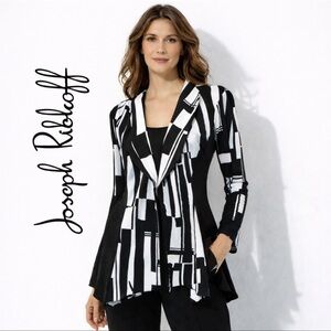 JOSEPH RIBKOFF Striped Jacket Monochrome Stretch  blazer Size 6